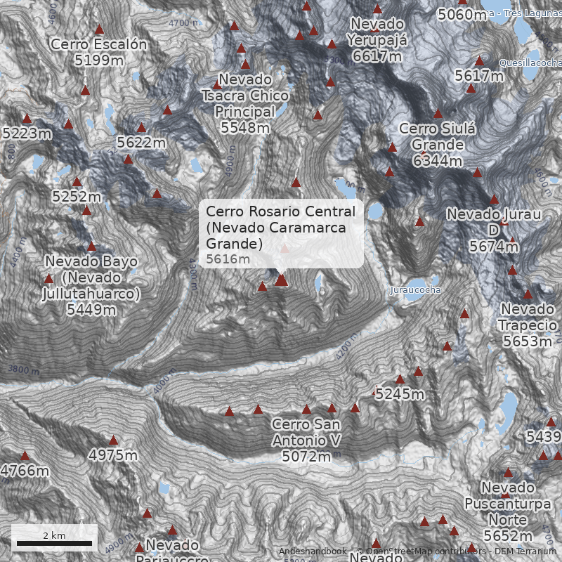 Mapa Cerro Rosario Central (Nevado Caramarca Grande)