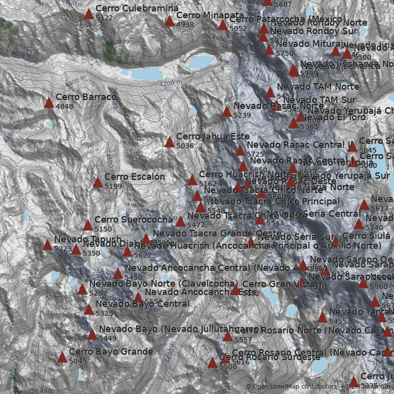 Mapa Nevado Tsacra Chico Norte