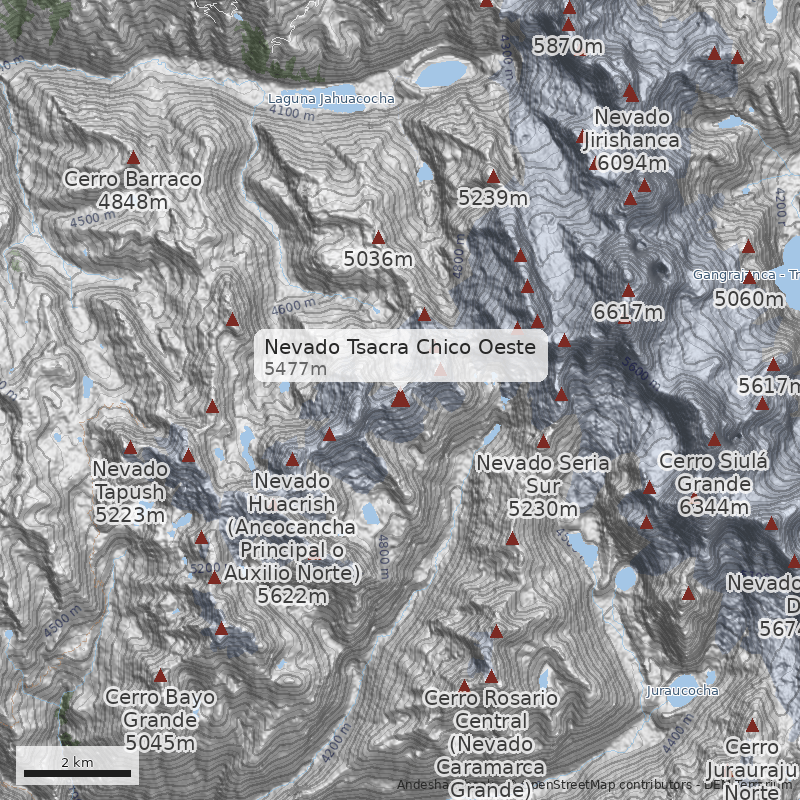 Mapa Nevado Tsacra Chico Oeste