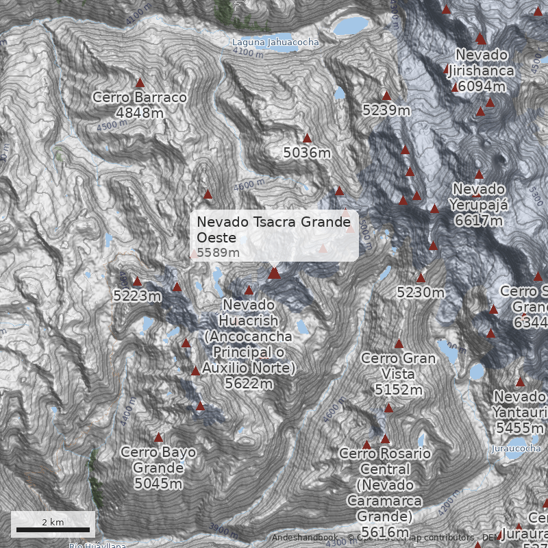 Mapa Nevado Tsacra Grande Oeste