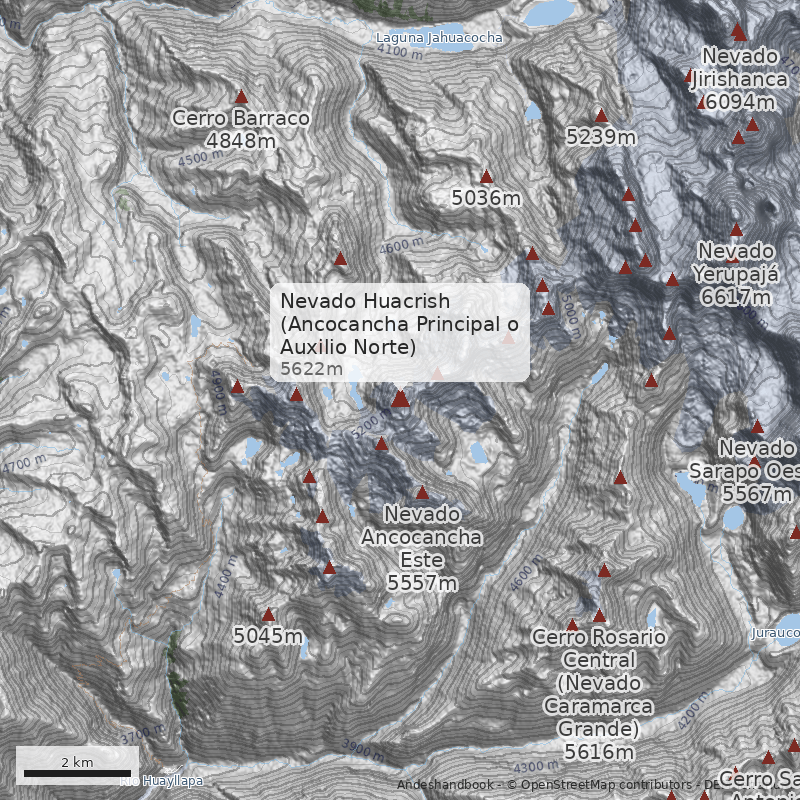 Mapa Nevado Huacrish (Ancocancha Principal o Auxilio Norte)