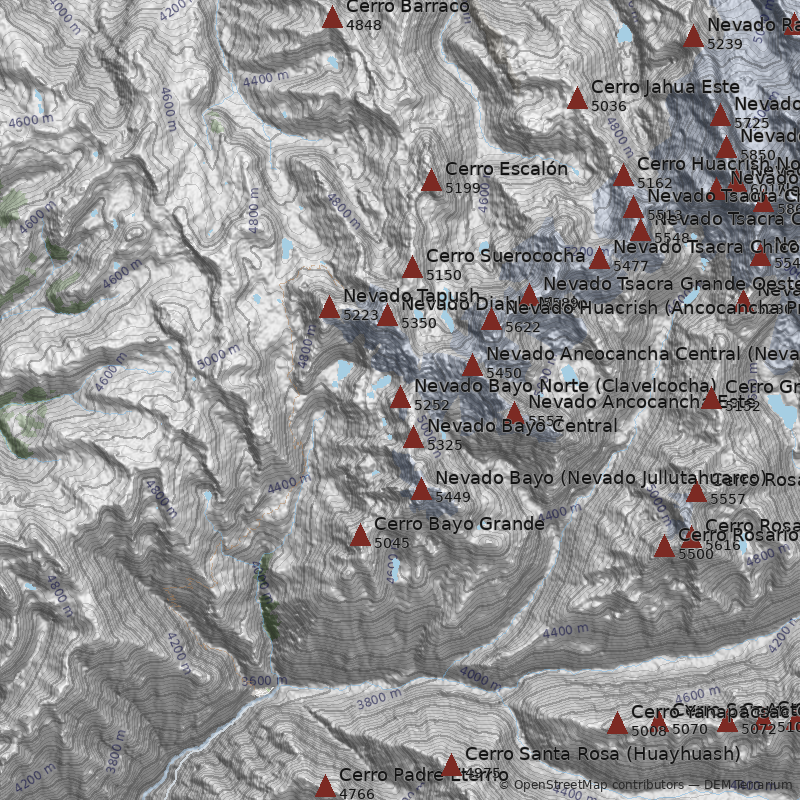 Mapa Nevado Bayo Norte (Clavelcocha)