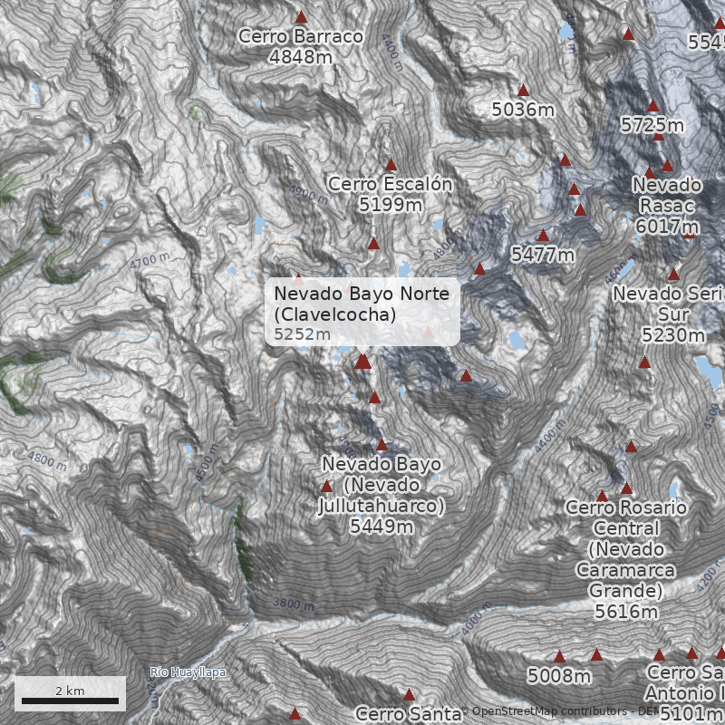 Mapa Nevado Bayo Norte (Clavelcocha)