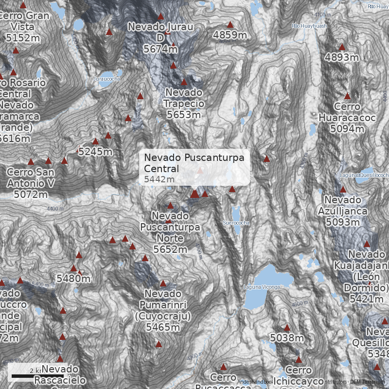 Mapa Nevado Puscanturpa Central
