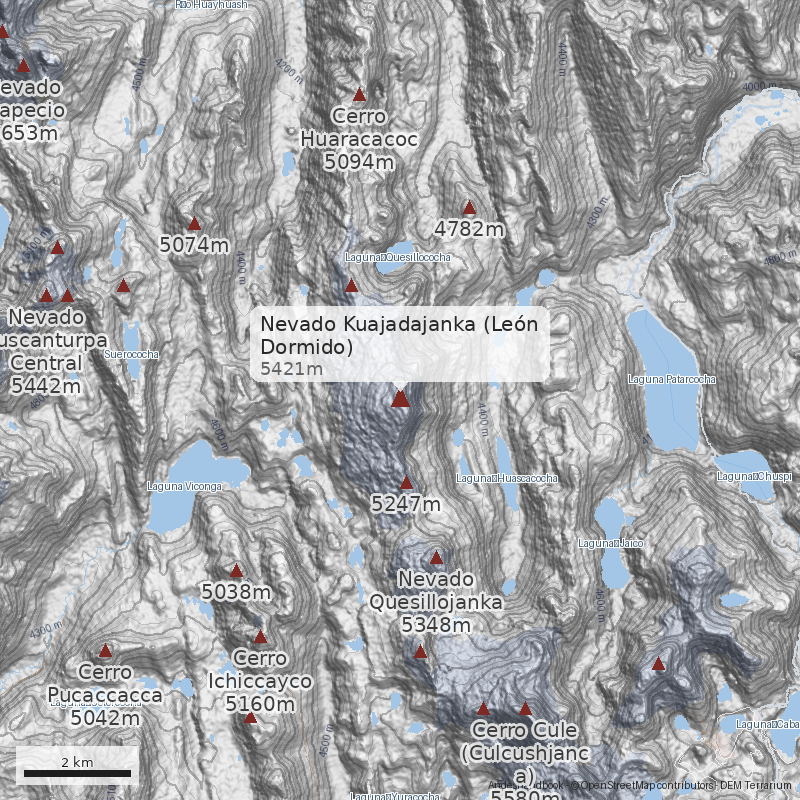 Mapa Nevado Kuajadajanka (León Dormido)