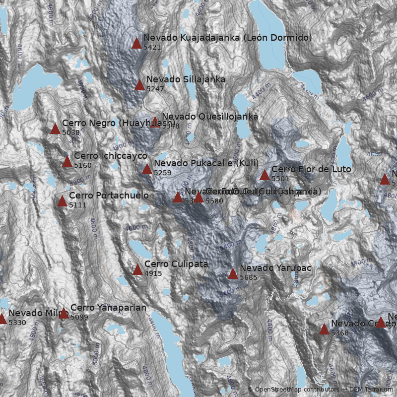 Mapa Nevado Cullcushjanca
