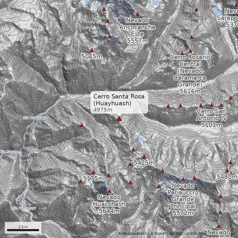 Mapa Cerro Santa Rosa (Huayhuash)