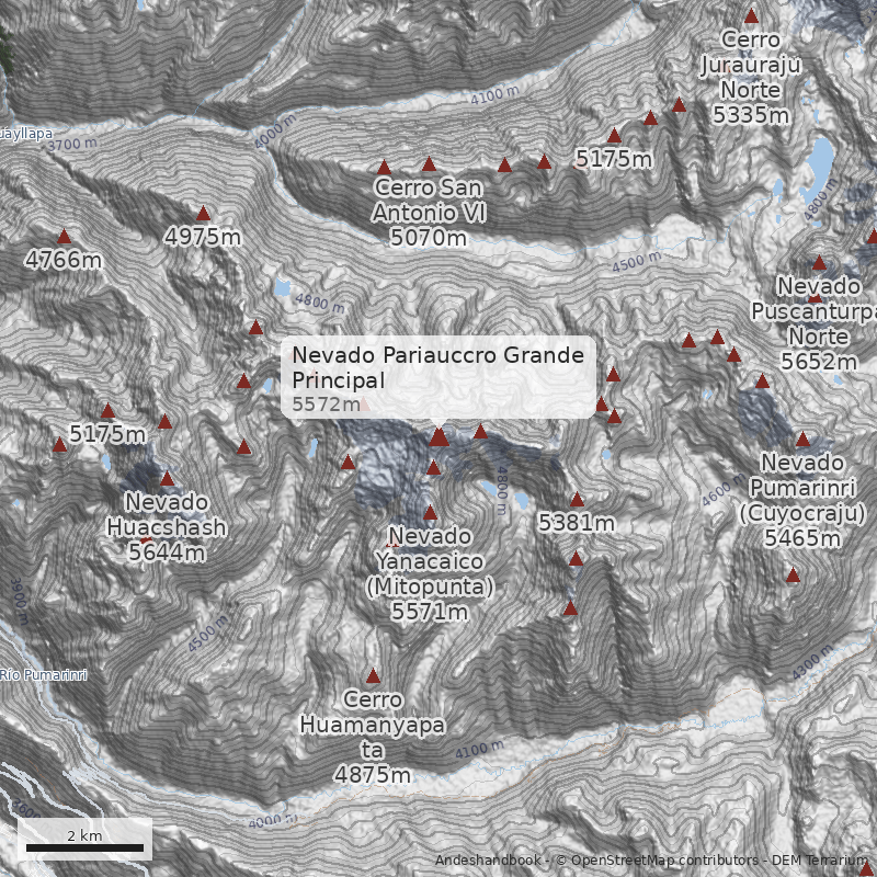 Mapa Nevado Pariauccro Grande Principal