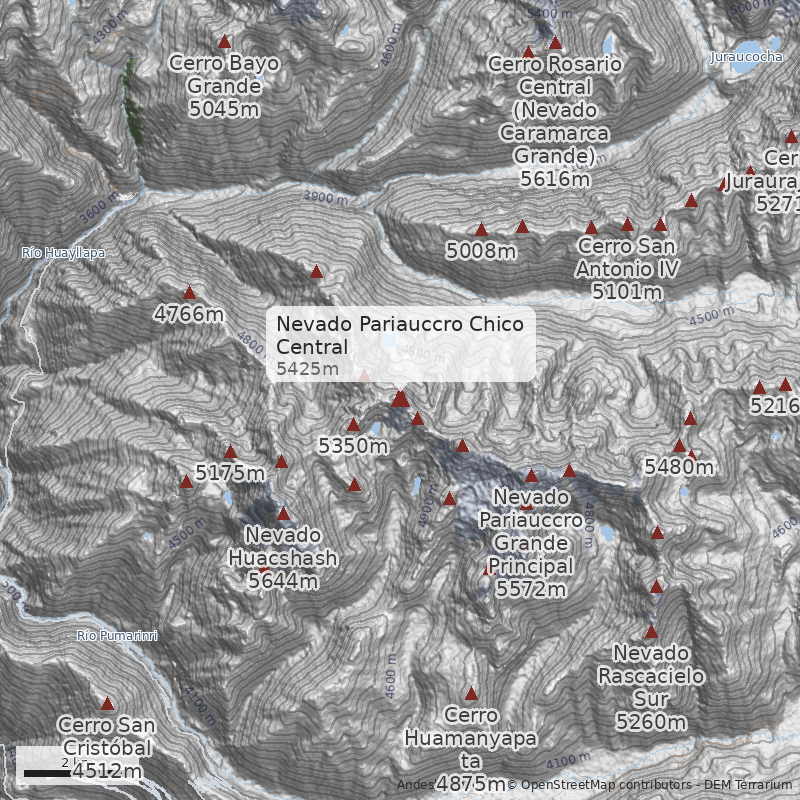 Mapa Nevado Pariauccro Chico Central