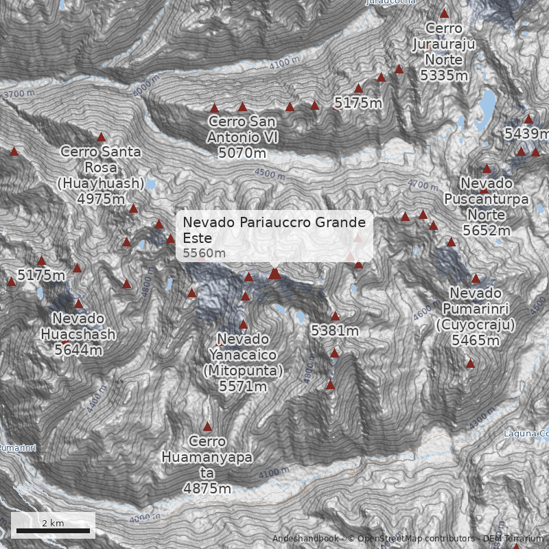 Mapa Nevado Pariauccro Grande Este