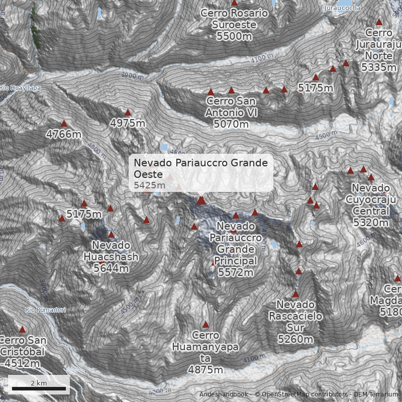 Mapa Nevado Pariauccro Grande Oeste