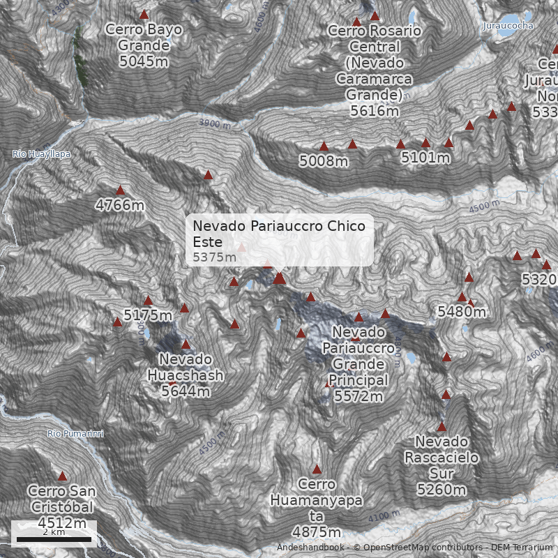 Mapa Nevado Pariauccro Chico Este
