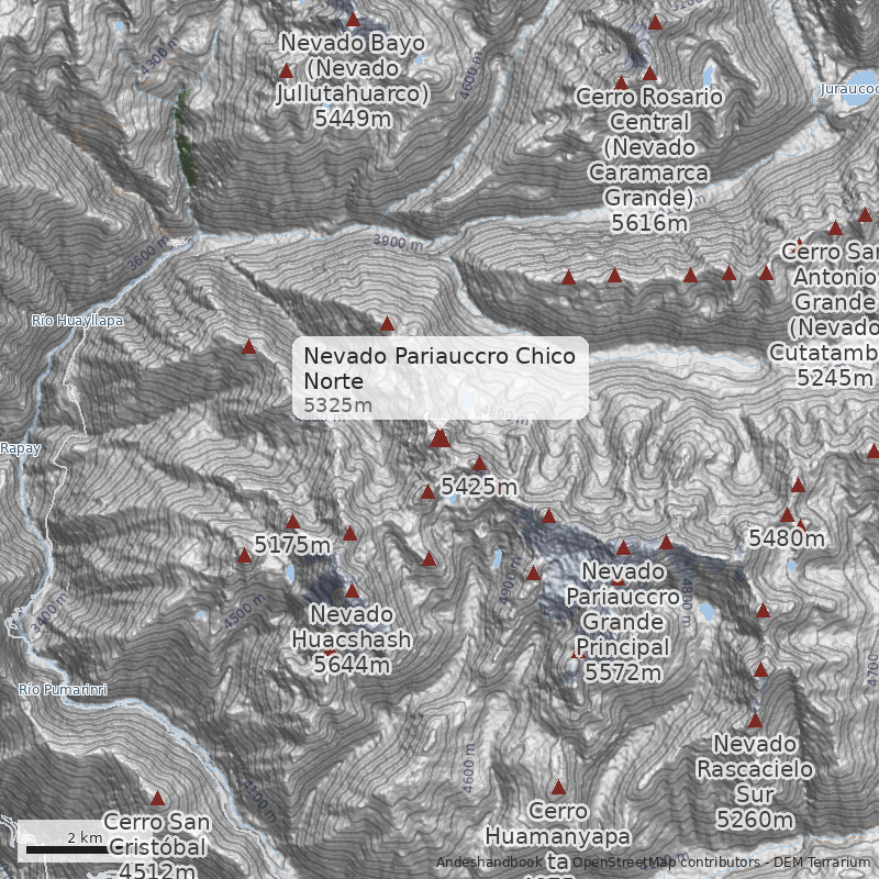 Mapa Nevado Pariauccro Chico Norte