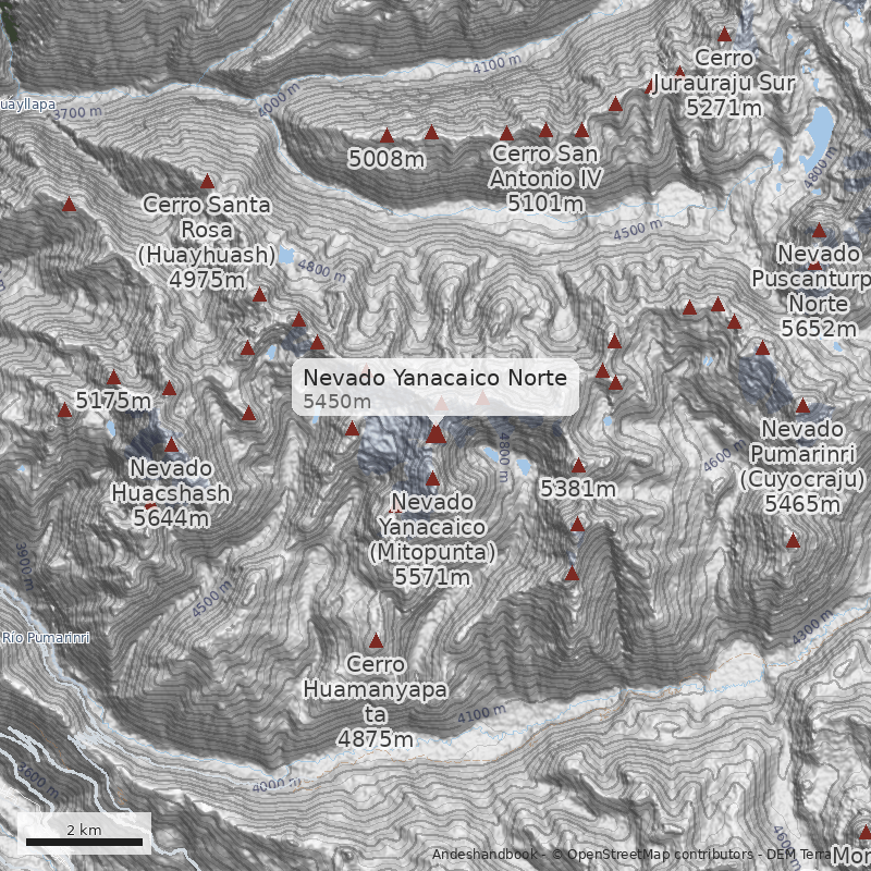 Mapa Nevado Yanacaico Norte