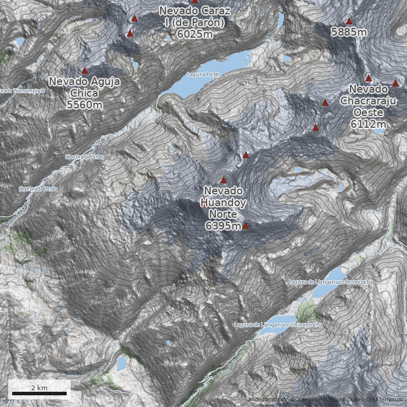 Mapa Nevado Huandoy Oeste