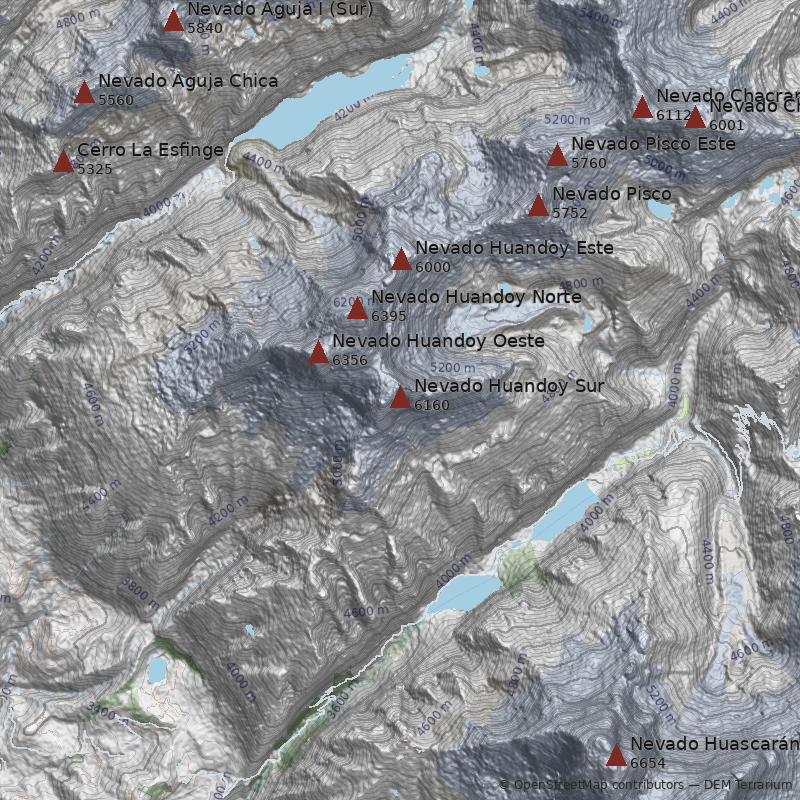 Mapa Nevado Huandoy Sur