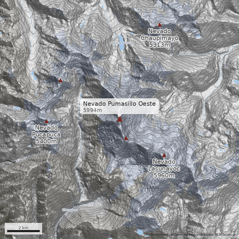 Mapa Nevado Pumasillo Oeste