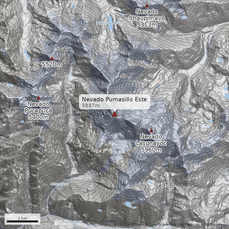 Mapa Nevado Pumasillo Este