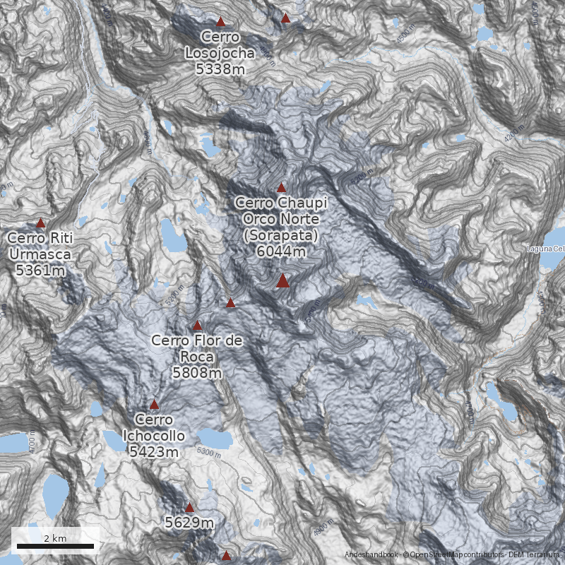 Mapa Nevado Chaupi Orco Sur