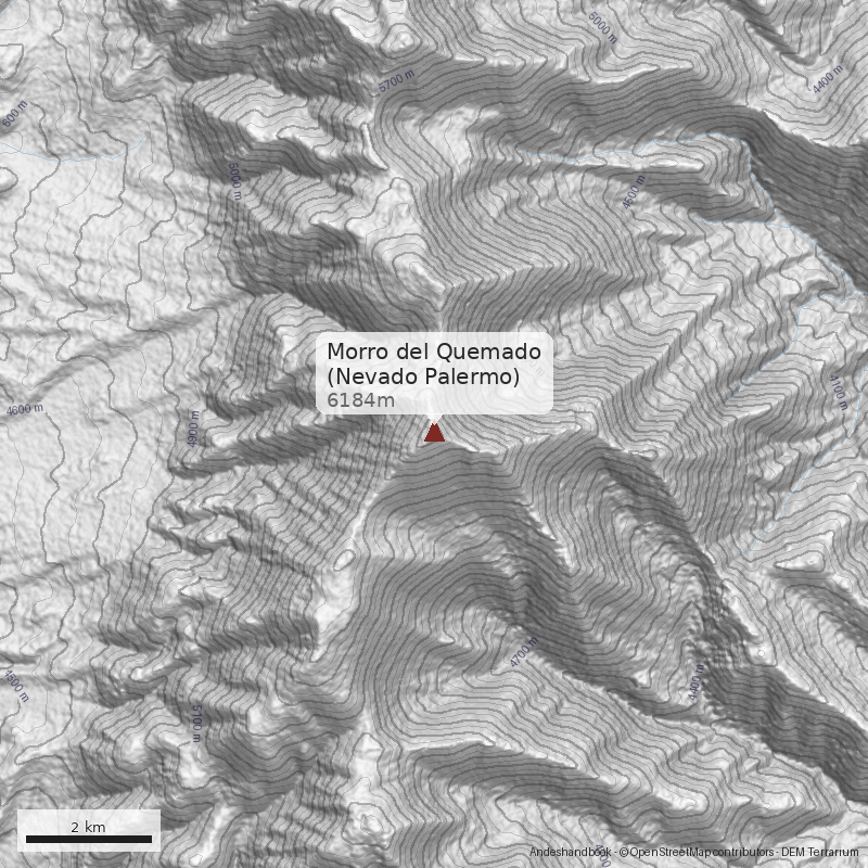 Mapa Morro del Quemado (Nevado Palermo)