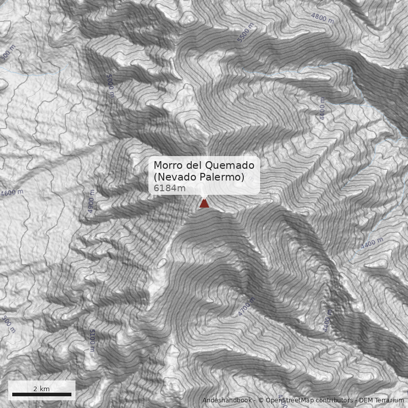 Mapa Morro del Quemado (Nevado Palermo)