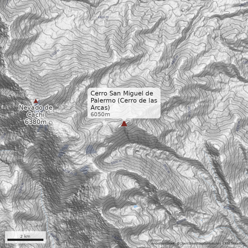 Mapa Cerro San Miguel de Palermo (Cerro de las Arcas)