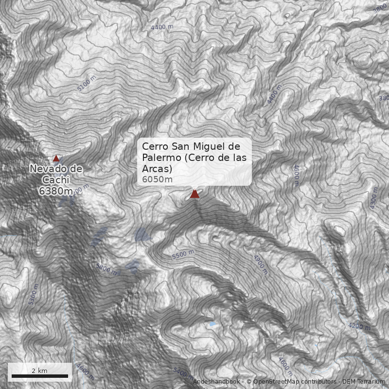 Mapa Cerro San Miguel de Palermo (Cerro de las Arcas)
