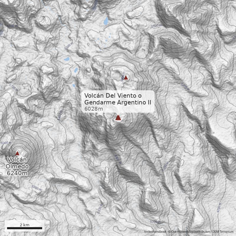 Mapa Volcán Del Viento o Gendarme Argentino II
