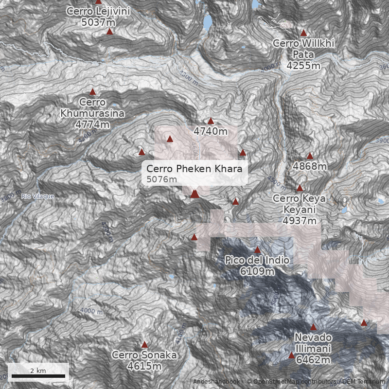 Mapa Cerro Pheken Khara
