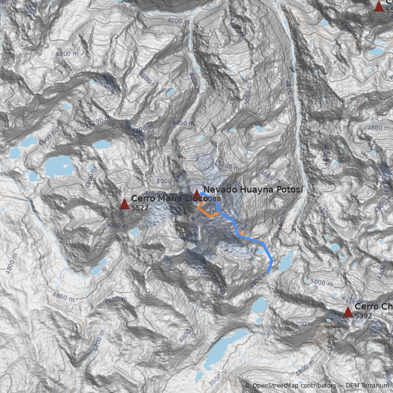 Mapa Nevado Huayna Potosí