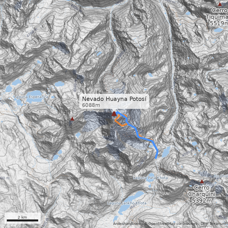 Mapa Nevado Huayna Potosí