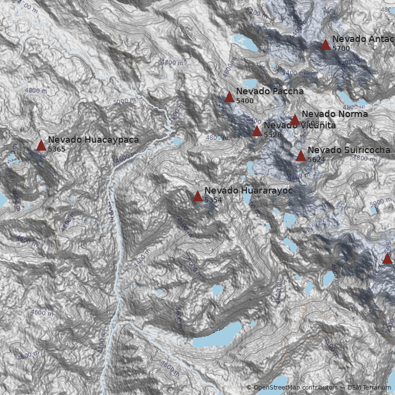 Mapa Nevado Huararayoc