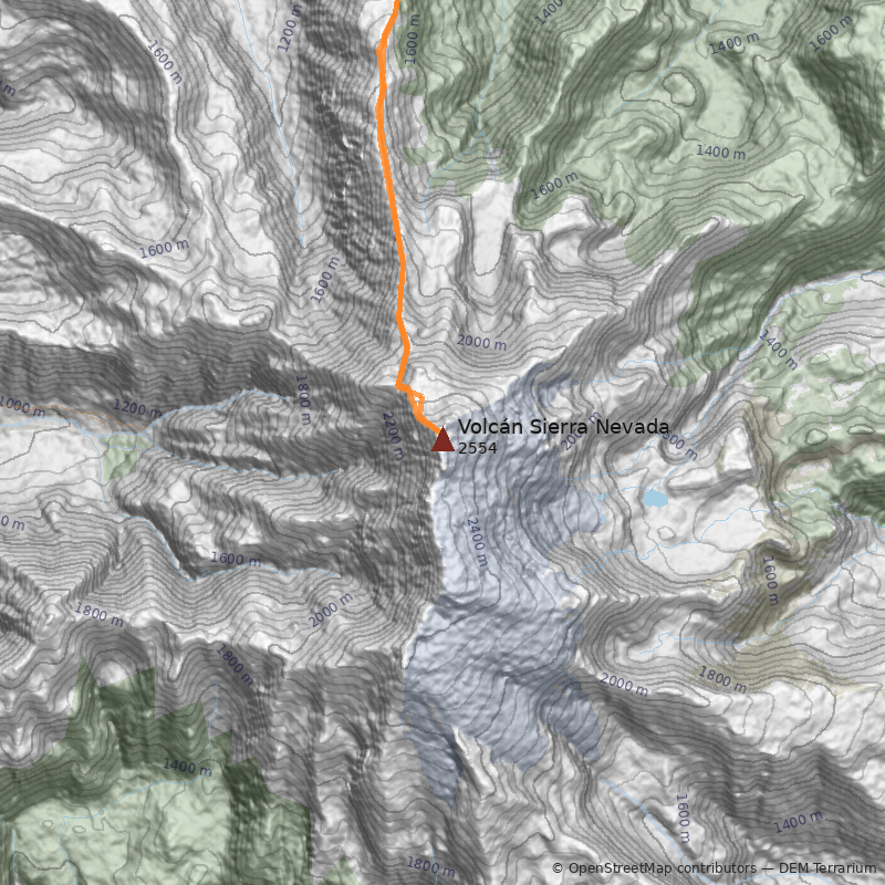 Mapa Volcán Sierra Nevada
