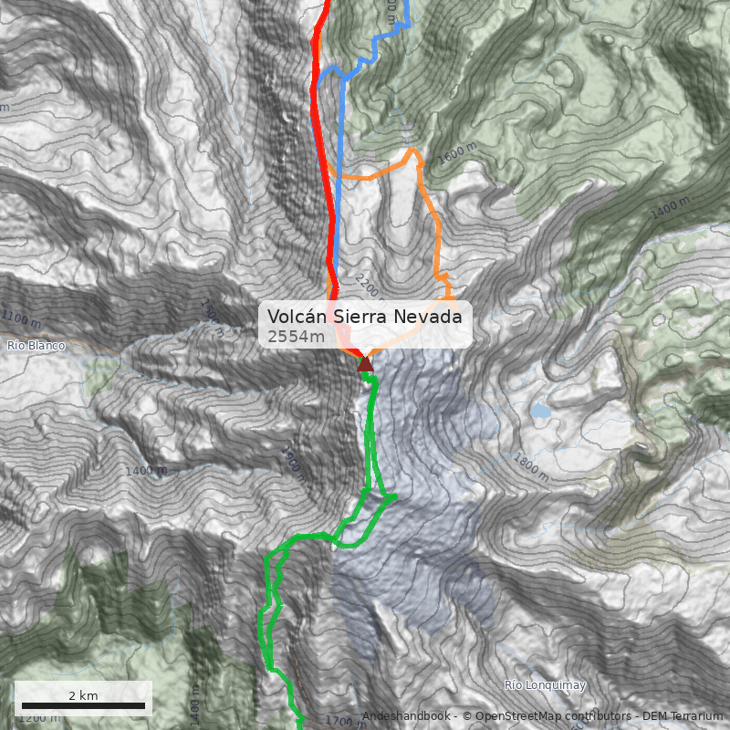 Mapa Volcán Sierra Nevada