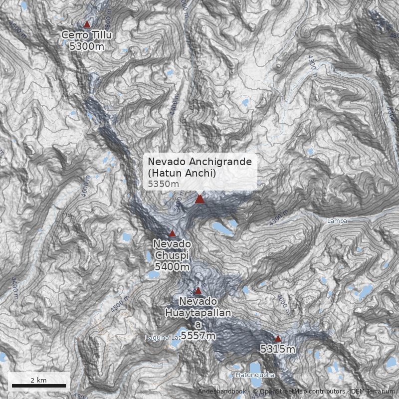 Mapa Nevado Anchigrande (Hatun Anchi)
