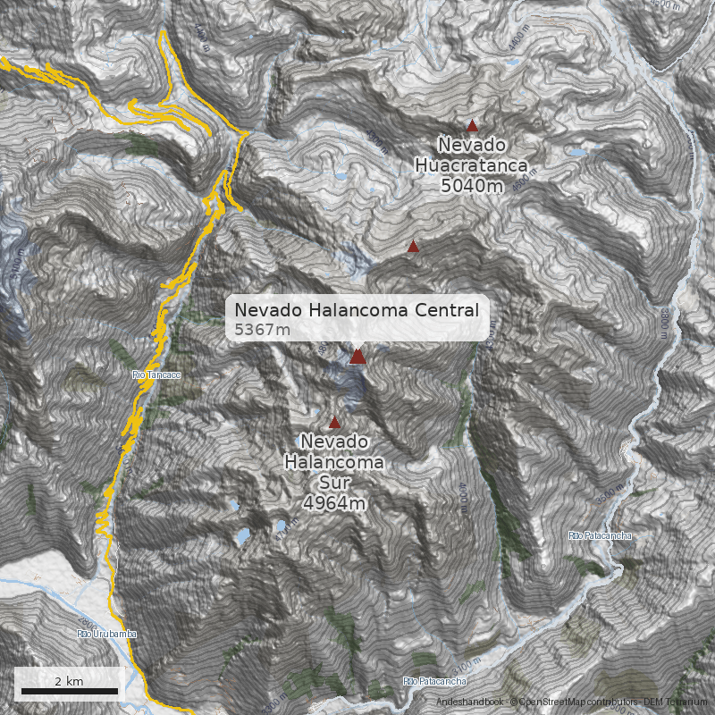 Mapa Nevado Halancoma Central