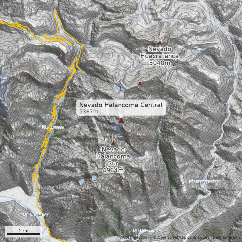 Mapa Nevado Halancoma Central