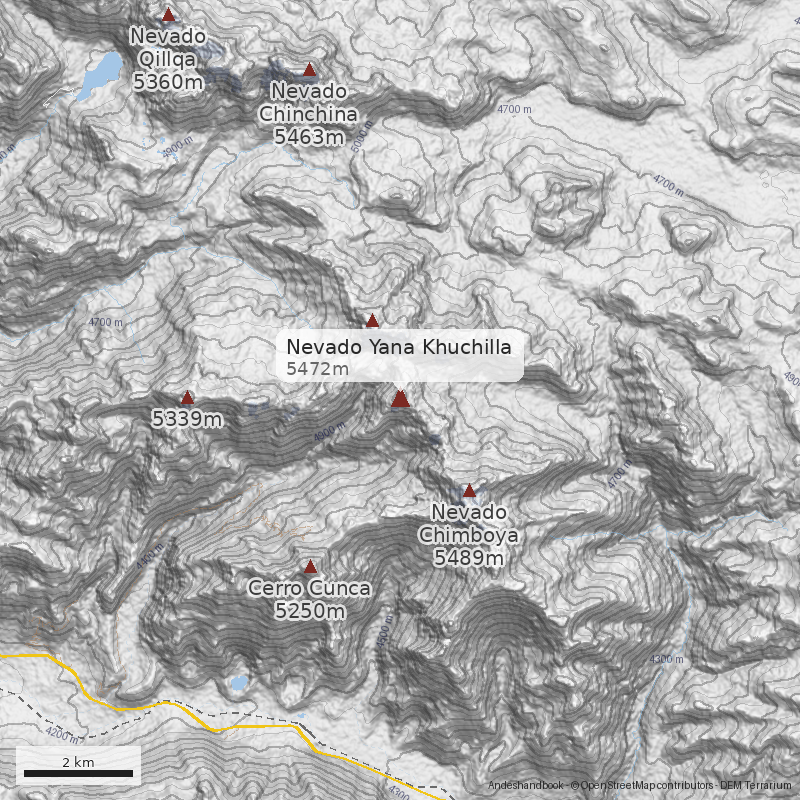 Mapa Nevado Yana Khuchilla