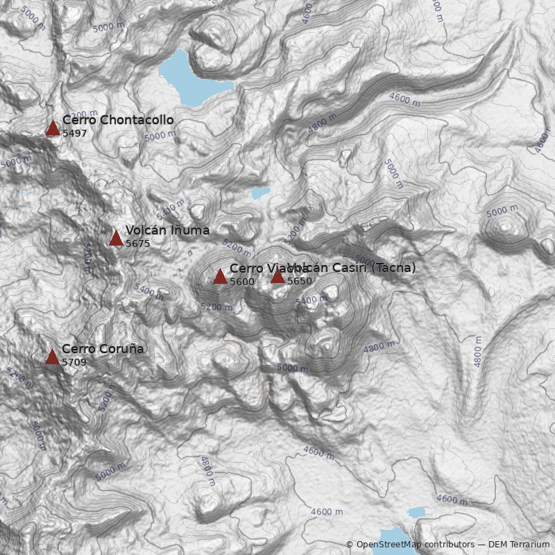 Mapa Volcán Casiri (Tacna)