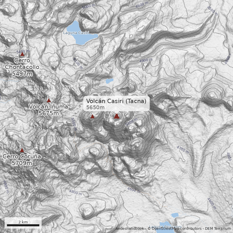 Mapa Volcán Casiri (Tacna)