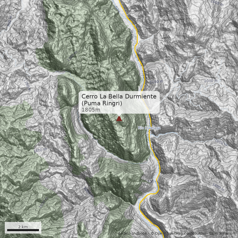 Mapa Cerro La Bella Durmiente (Puma Ringri)