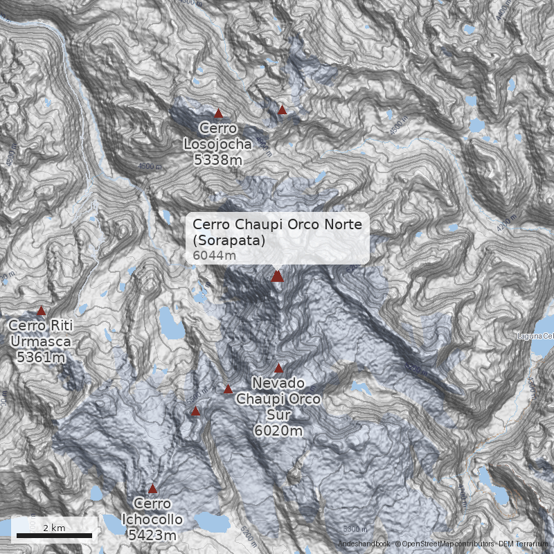 Mapa Cerro Chaupi Orco Norte (Sorapata)