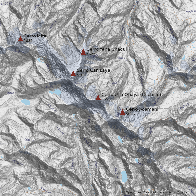 Mapa Cerro Ulla Qhaya (Cuchillo)