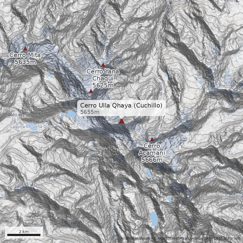 Mapa Cerro Ulla Qhaya (Cuchillo)