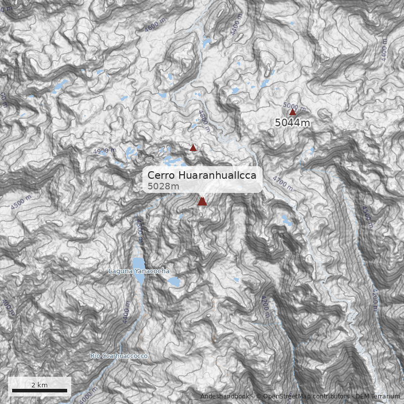 Mapa Cerro Huaranhuallcca