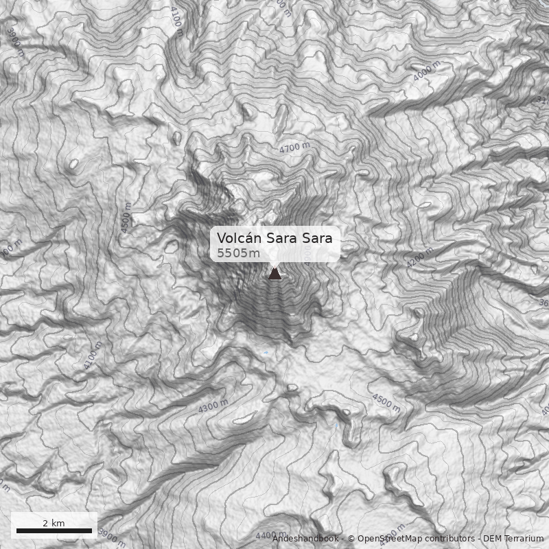 Mapa Volcán Sara Sara