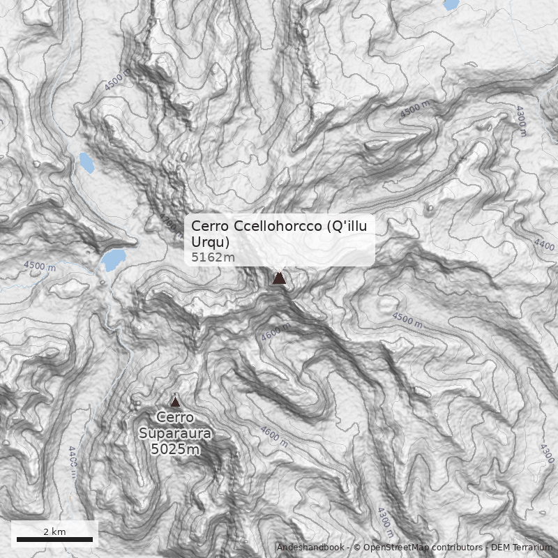 Mapa Cerro Ccellohorcco (Q'illu Urqu)