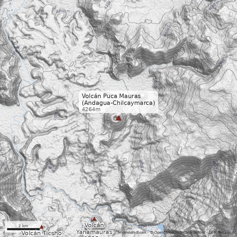 Mapa Volcán Puca Mauras (Andagua-Chilcaymarca)