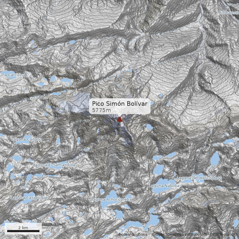 Mapa Pico Simón Bolívar