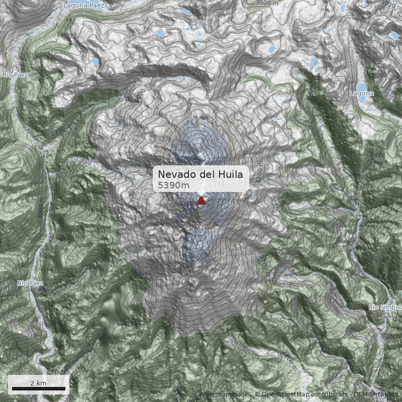 Mapa Nevado del Huila